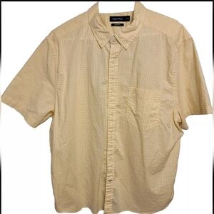 Nautica Classic Fit Size XXL Mens Shirt Yellow Blue Plaid Button Up Short Sleeve